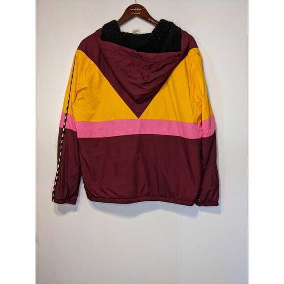 VICTORIA'S SECRET PINK SHERPA LINED JACKET Medium Pink Purple and Yellow - Picture 3 of 8